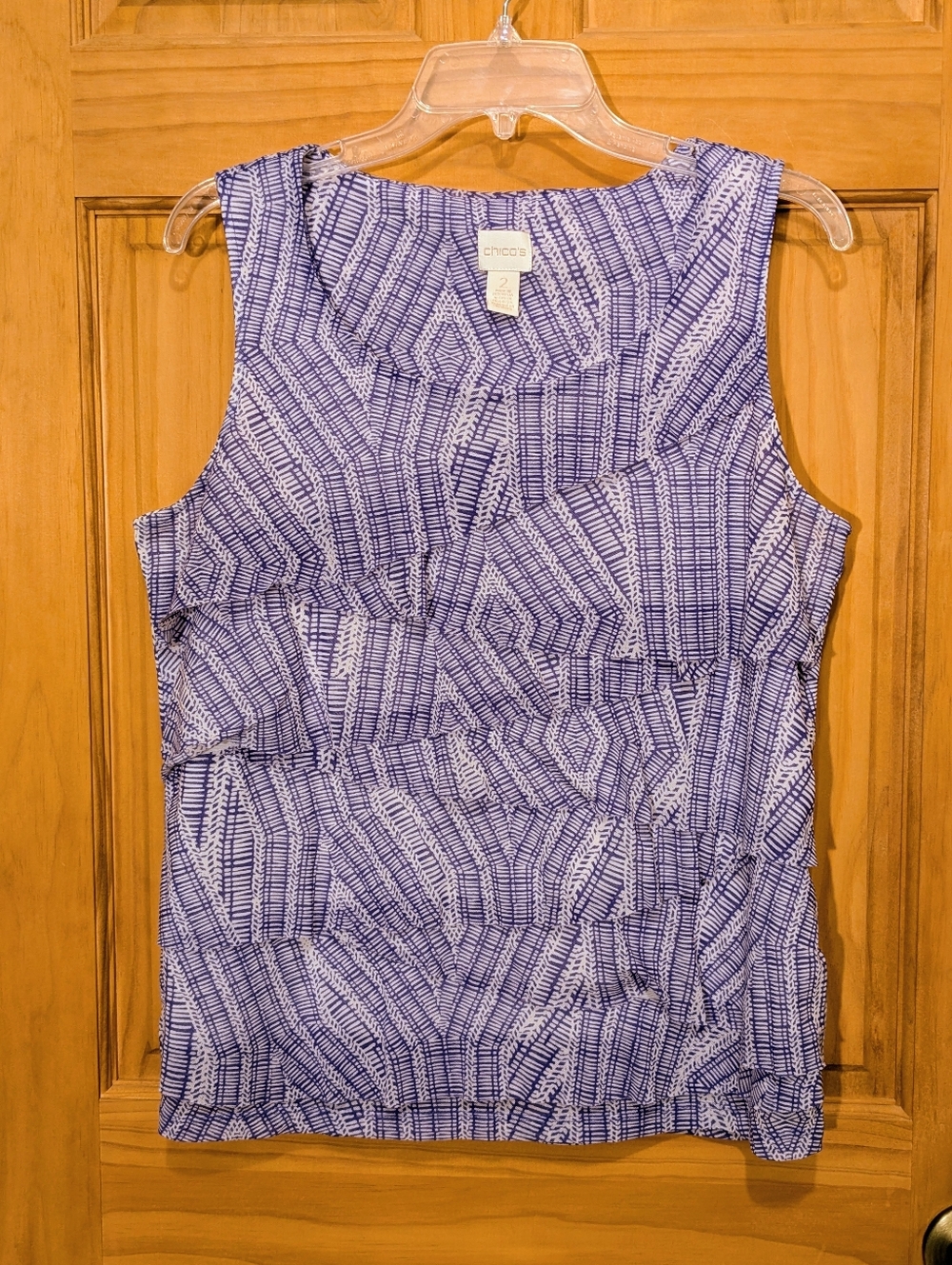 Chico's Tank Top Naturally Tribal Purple Dora Layered Mesh Spring Women's 2 LG